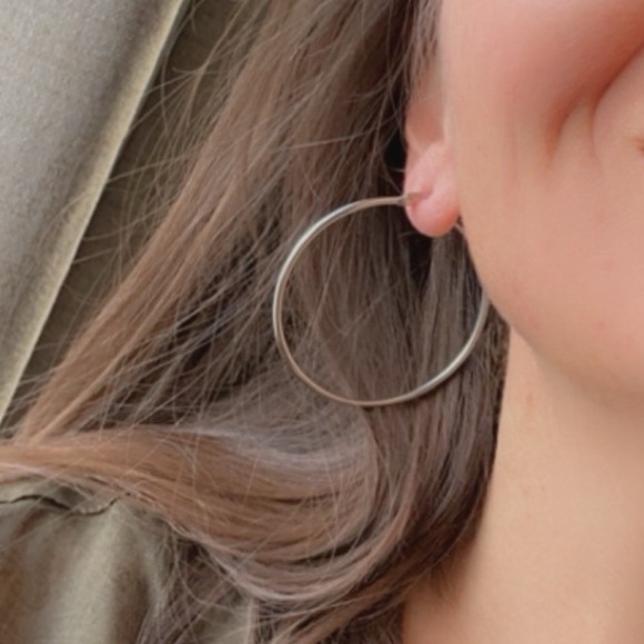 Stainless Steel Non Tarnish Classic Hoop Earrings 50mm - Picture 3 of 12